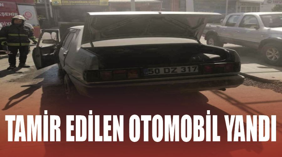 Tamir edilen otomobil yandı