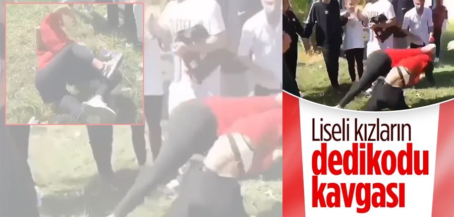 Liseli iki kızın dedikodu kavgası kamerada