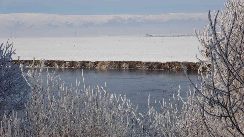 Göle, eksi 14,1 dereceyle buz tuttu
