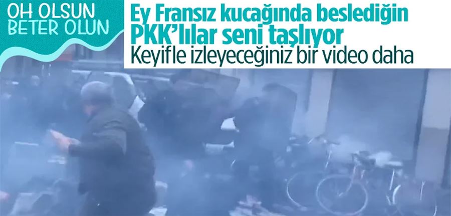 PKK sempatizanları Fransız polislerini taşladı