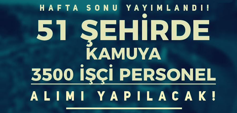 İŞKUR Hafta Sonu 51 Şehirde KPSS siz 3500 Kamu İşçi ve Personel Alımı İlan Listesi