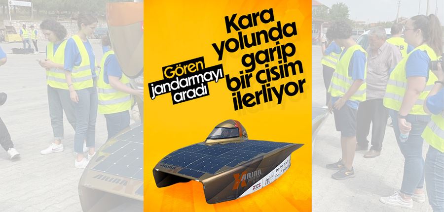  Afyonkarahisar’da güneş enerjili aracın lastiği patladı, jandarma el attı