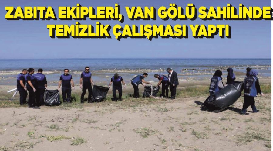 Zabıta ekipleri, Van Gölü sahilinde temizlik çalışması yaptı