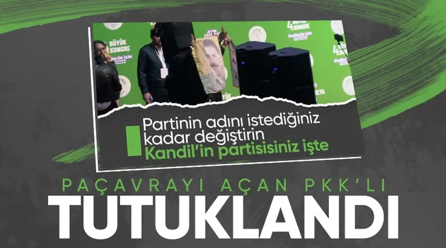 HDP kongresinde Abdullah Öcalan paçavrasını açtı: Cezaevini boyladı