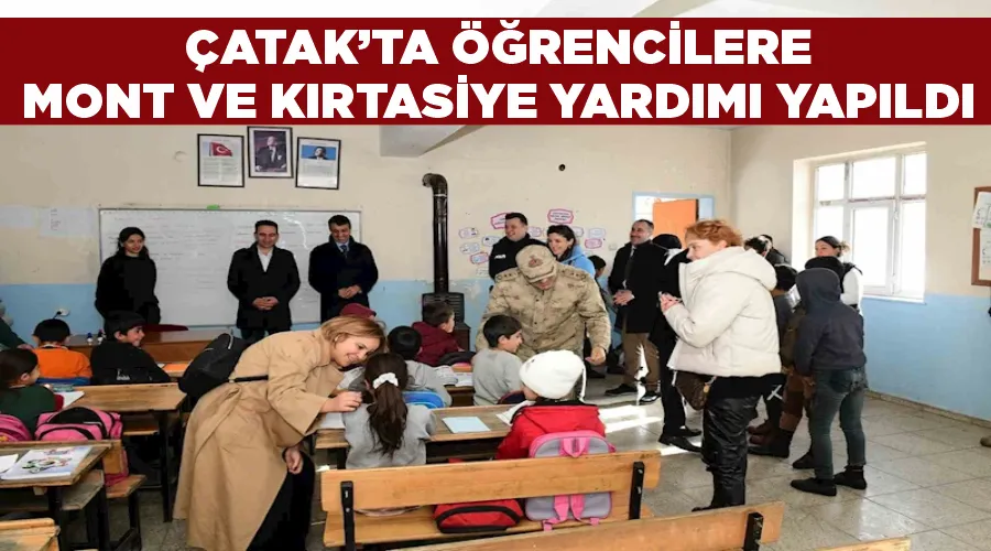 Çatak’ta öğrencilere mont ve kırtasiye yardımı yapıldı