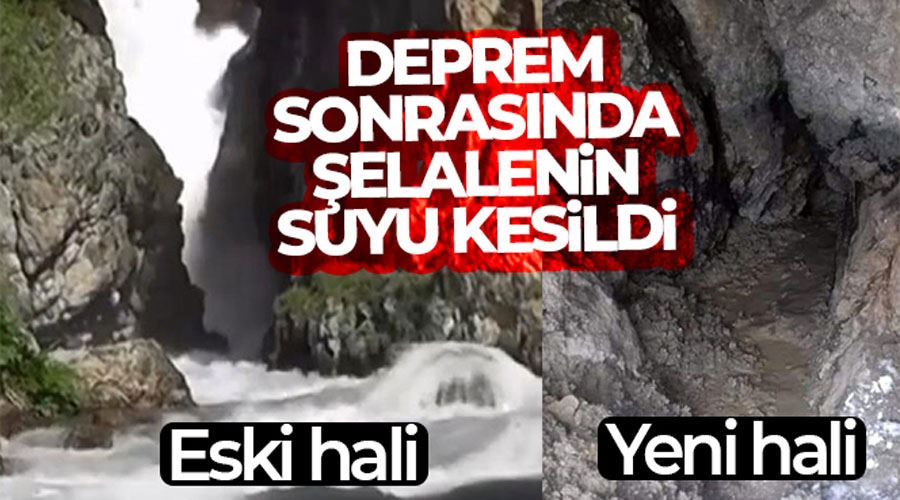 Deprem sonrasında şelalenin suyu kesildi