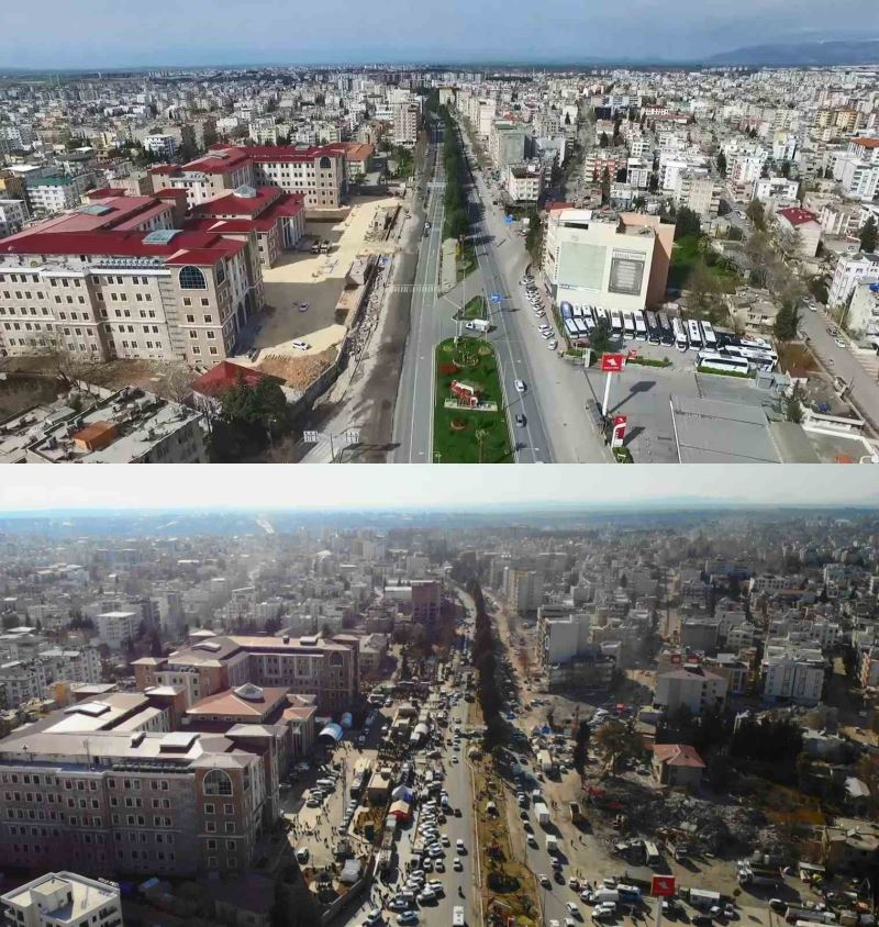 Adıyaman’da depremin öncesi ve sonrası dron kamerasında

