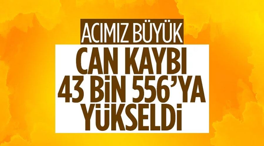 Kahramanmaraş merkezli depremde can kaybı 43 bin 556