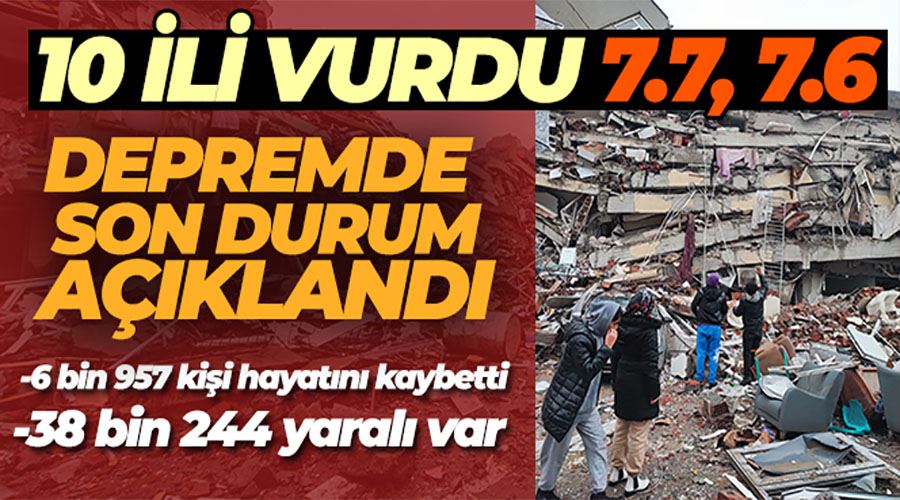 Depremde can kaybı sayısı 6 bin 957