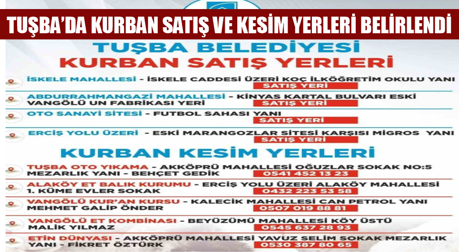 Tuşba’da kurban satış ve kesim yerleri belirlendi