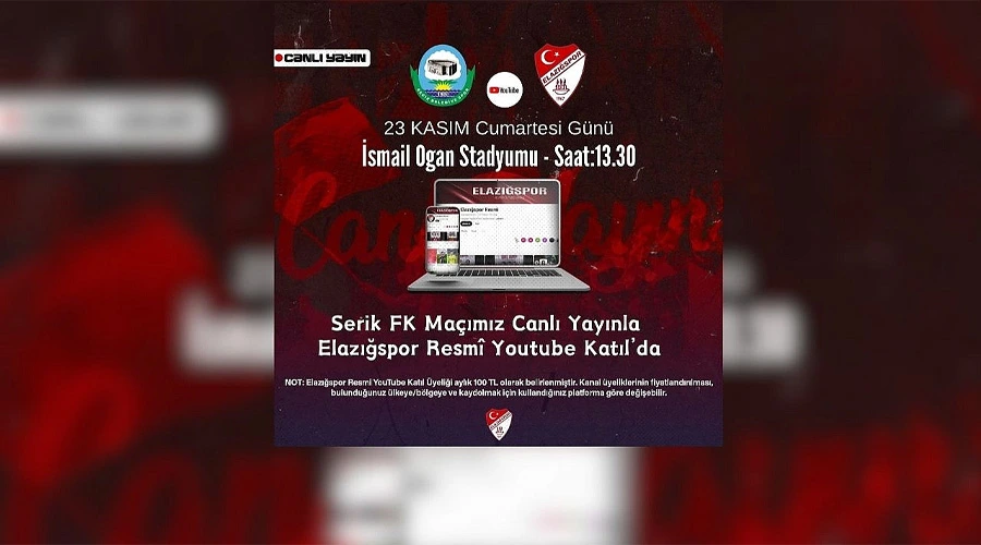 Elazığspor - Serikspor Kapışması Ev Konforunda: Canlı Yayın Heyecanı! Canlı İzle
