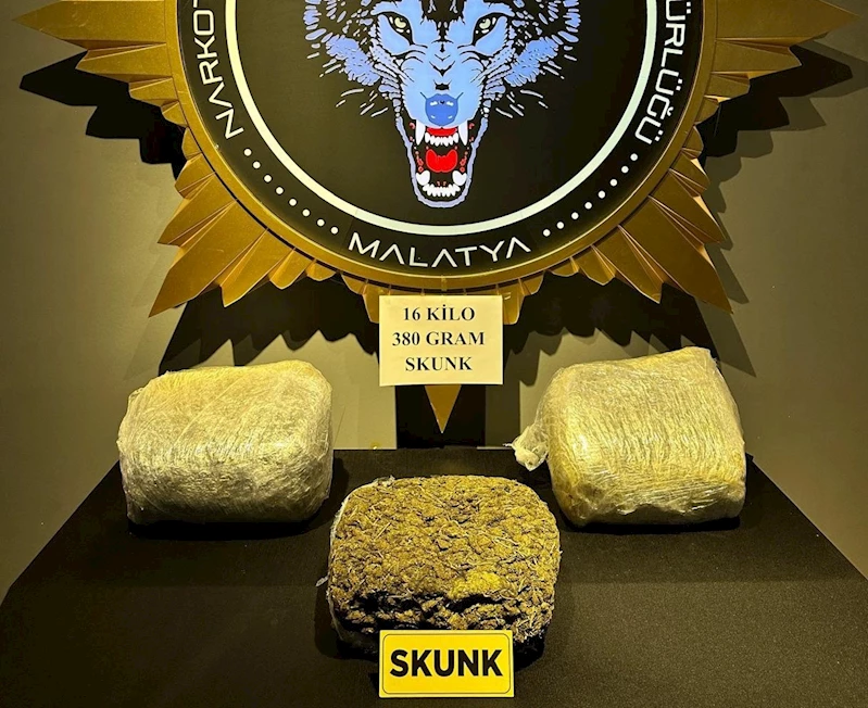 Malatya’da 16 kilo skunk ele geçirildi: 3 şahıs tutuklandı
