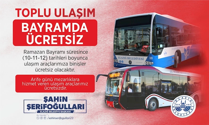 Elazığ Belediyesi’nden ücretsiz ulaşım hizmeti
