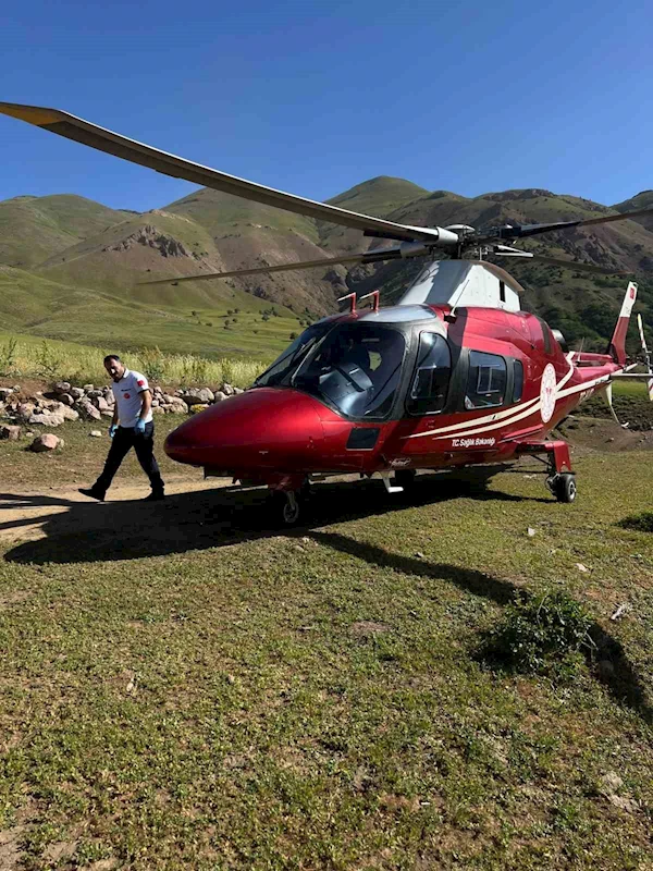 Arı sokması sonucu bilinç kaybı yaşayan hasta, ambulans helikopterle Erzurum’a sevk edildi
