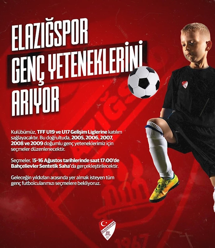 Elazığspor alt yapı seçmeleri yapacak
