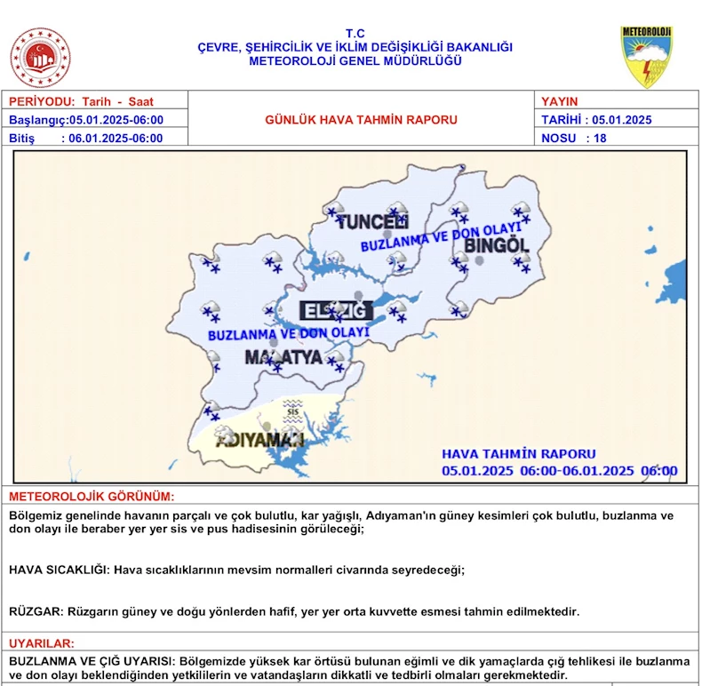 Meteorolojiden buzlanma ve çığ uyarısı
