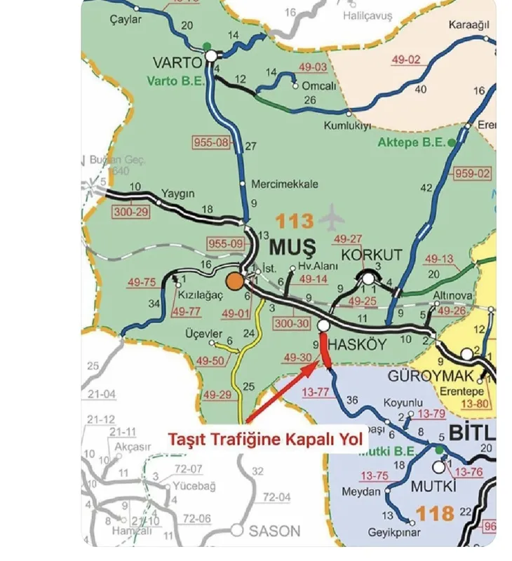Muş’ta yoğun kar yağışı: Hasköy-Mutki yolu ulaşıma kapandı
