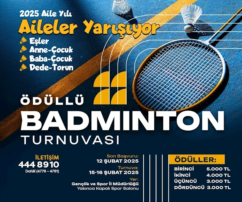 Yeşilyurt Belediyesi’nden ödüllü badminton turnuvası
