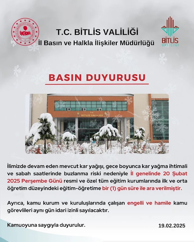 Bitlis’te okullara kar engeli
