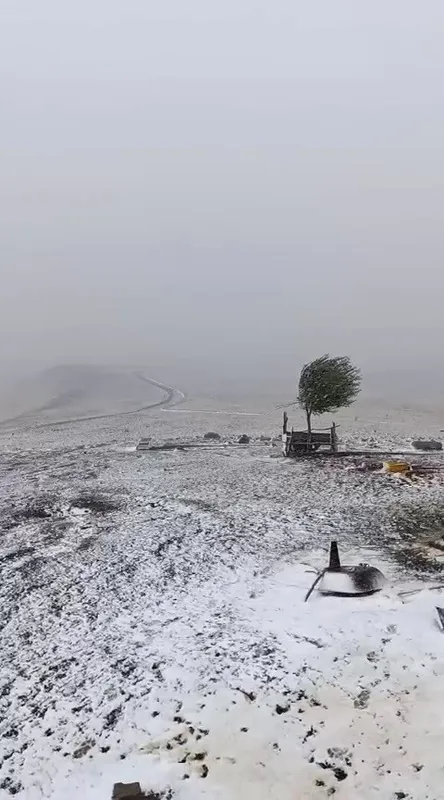 Erzurum’da Çakmak Dağı beyaza büründü

