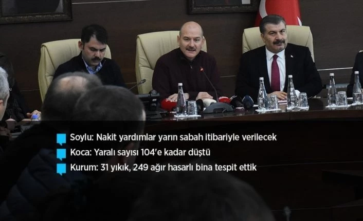 İçişleri Bakanı Soylu: Enkaz altından 45 vatandaş kurtarıldı