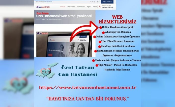 Özel Tatvan Can Hastanesi internet sitesi yayında