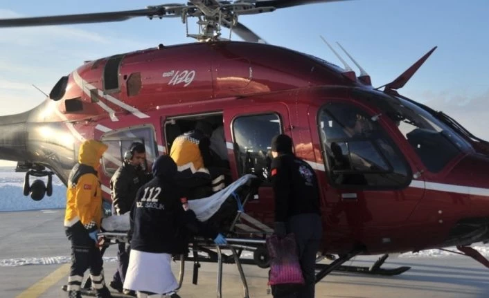 Diyabet ve tansiyon hastasının imdadına polis helikopteri yetişti