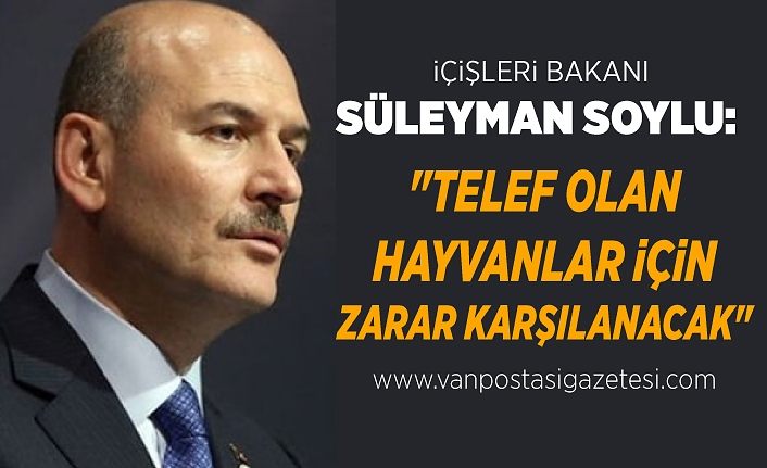 İçişleri Bakanı Süleyman Soylu:  "Telef olan hayvanlar için zarar karşılanacak"