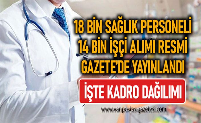 18 bin sözleşmeli sağlık personeli ve 14 bin sürekli işçi ilanı Resmi Gazete'de
