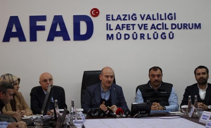 Bakan Soylu: "Devletin bugüne kadar Elazığ ve Malatya’ya ayni ve nakdi olarak gönderdiği  toplam 473 milyon lira”