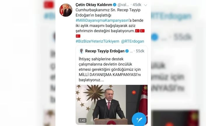 Elazığ’da Vali, Başkan ve Rektör maaşlarını  bağışladı