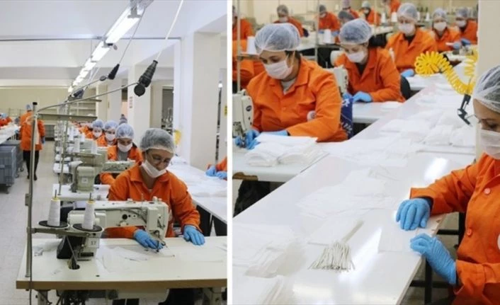 Hükümlüler sağlık kurumları için ayda 1,5 milyon maske üretiyor