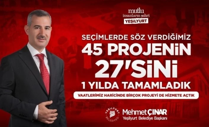 Belediye Başkanı Çınar 45 projeden 27’sini bir yılda yaptıklarını bildirdi