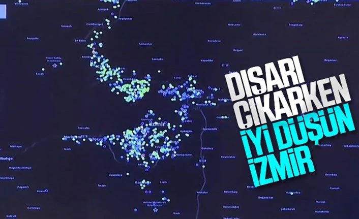 İzmir'de koronanın yayılımını gösteren harita