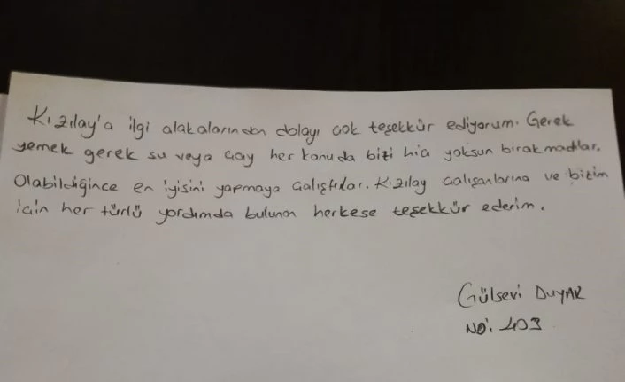 Karantina olan vatandaşlardan duygu yüklü mektuplar