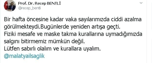 Müdür Bentli’den korona virüs uyarısı