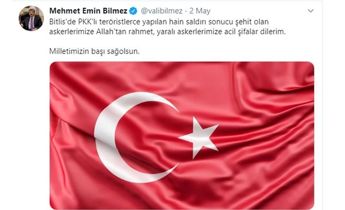 Van Valisi Bilmez ’den şehit jandarmalar için taziye mesajı 