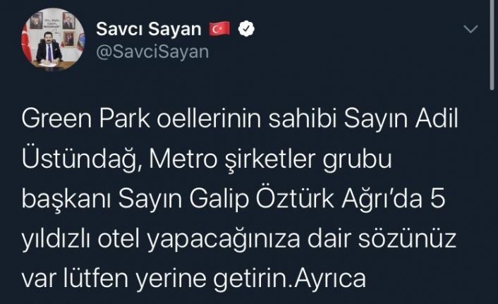 Başkan Sayan’dan yatırım sözü veren iş adamlarına çağrı