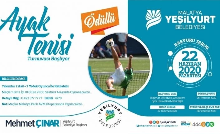 Yeşilyurt Belediyesi, ayak tenisi turnuvasıyla sporseverlerle buluşacak