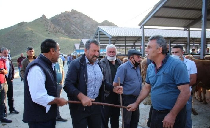 Hayvan pazarında el sıkışma yerine ‘değnek’le anlaştılar