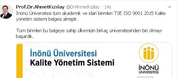 İnönü Üniversitesi kalitede Türkiye’de birkaç üniversiteden biri oldu