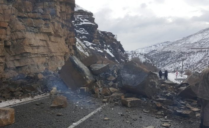 Hakkari-Çukurca kara yoluna kaya düştü