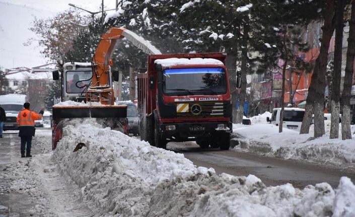 Tatvan’da karlar kamyonlarla şehir dışına taşınıyor
