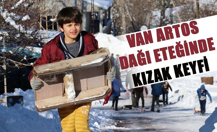 Van Artos Dağı eteğinde kızak keyfi