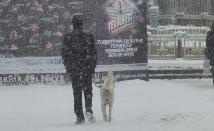 Erzurum sabaha beyaz örtüyle uyandı