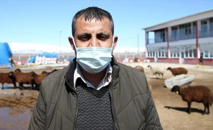 Yangında hayvanları telef olan Erzurumlu besicinin yüzü Bakanlık desteğiyle güldü