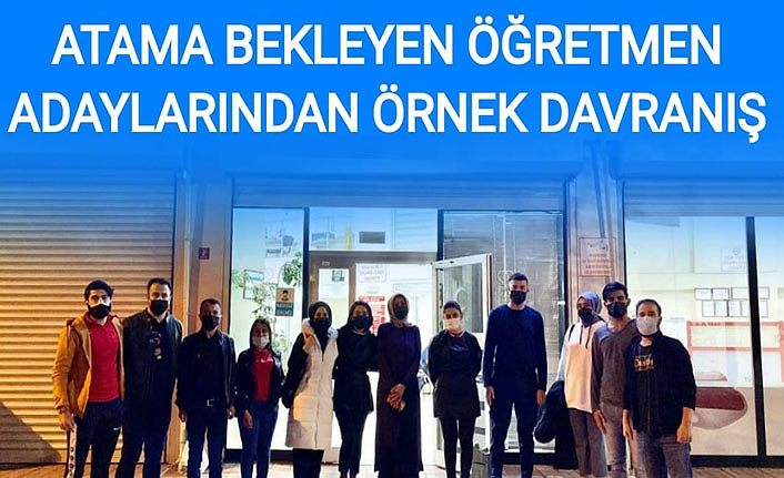 Atama bekleyen Öğretmen adaylarından örnek davranış