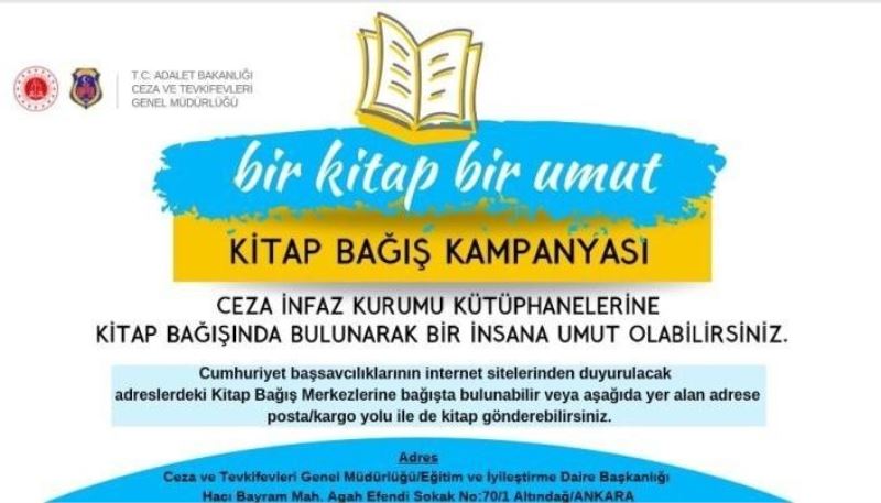 Ceza İnfaz Kurumu Kütüphaneleri için kitap bağış kampanyası