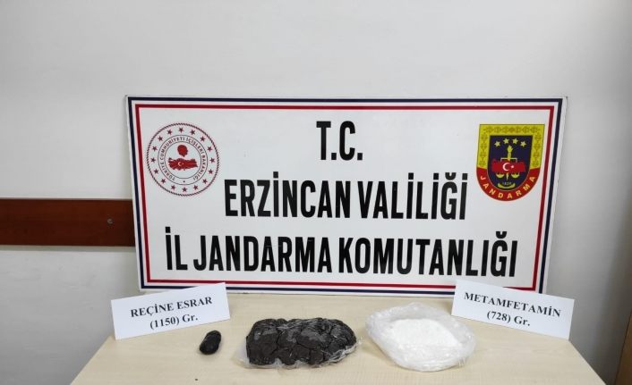 Erzincan’da 728 gram metamfetamin ile 1150 gram reçine esrar ele geçirildi